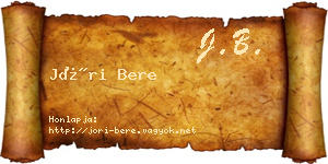 Jóri Bere névjegykártya